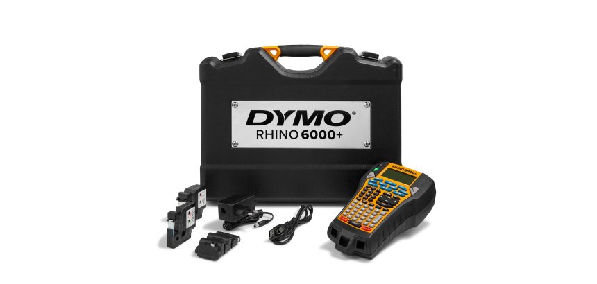 DYMO Rhino 6000+ Industrial Label Maker | Computer Connected Label Maker with Hard Carry Case | Includes 1 Vinyl Tape Cassette1 Flexible Nylon Tape Cassette and Rechargeable Lithium Ion Battery