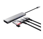 Hub USB-C veloce e lettore di schede - 3 porte - argento - Trust