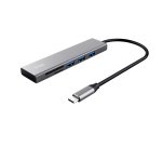 Hub USB-C veloce e lettore di schede - 3 porte - argento - Trust