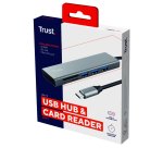 Hub USB-C veloce e lettore di schede - 3 porte - argento - Trust