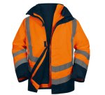 Parka 5 in 1 Deltaplus Optimum 3 alta visibilità, arancio fluo