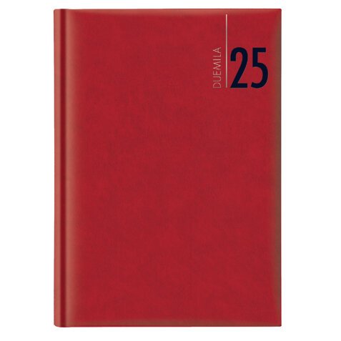 Agenda settimanale 2025 - copertina in carta imbottita - 17 x 24 cm - rosso