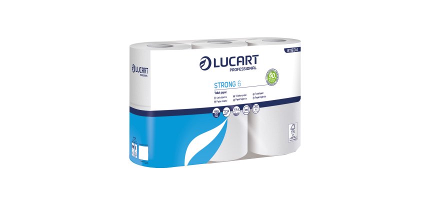 Carta igienica Strong 6 - 2 veli - 300 strappi - bianco - Lucart - pacco 6 rotoli
