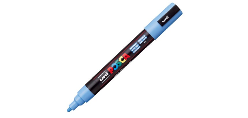 Marcatore a base d'acqua Uni Posca PC5M  - punta  tonda media da 1,8mm a 2,5mm - blu cielo - Uni Mitsubishi