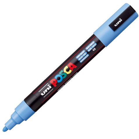 Marcatore a base d'acqua Uni Posca PC5M  - punta  tonda media da 1,8mm a 2,5mm - blu cielo - Uni Mitsubishi