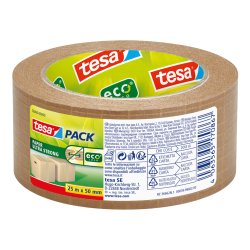 En_cinta adhesiva tesa eco papel ultrafuerte color kraft 25 mt x 50 mm para embalaje