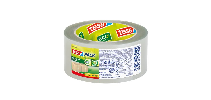 Nastro adesivo Tesapack Eco - ultra strong ecoLogo - 5 cm x 66 m - trasparente - Tesa