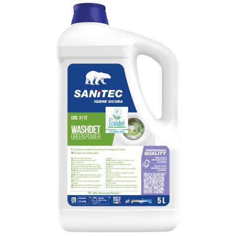 Detersivo liquido lavatrice Washdet Green Power - 5 L - Sanitec