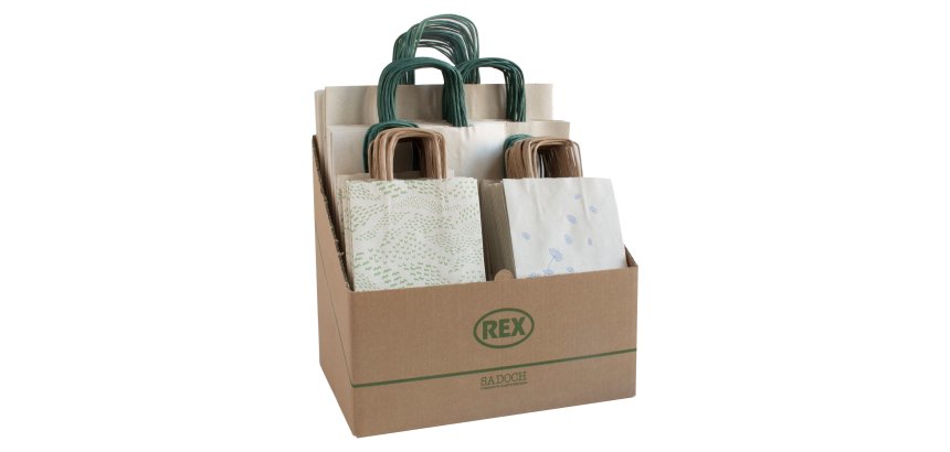 Espositore shopper Carta Erba - formati assortiti - Rex Sadoch - expo 100 pezzi