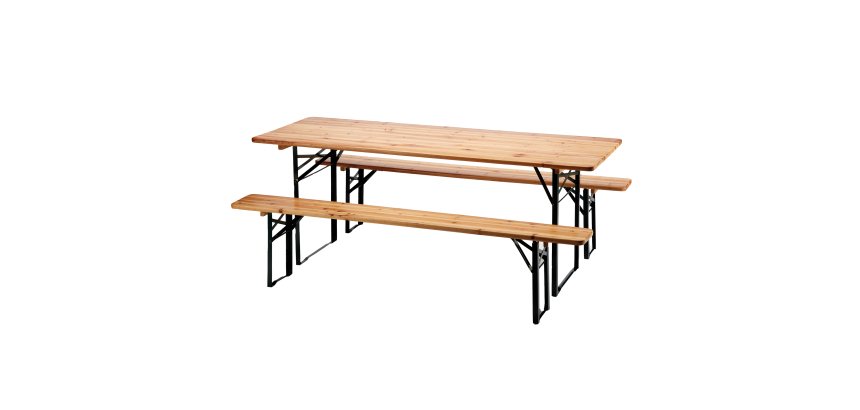 Set birra rettangolare pieghevole - 3 elementi - ferro/legno - Garden Friend