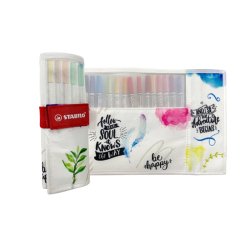 Pennarelli Pen 68 Brush - colori assortiti - Stabilo - rotolo 18 pezzi