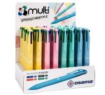 Penna a sfera scatto multifunzione 4 Multi - colori pastello assortiti - Osama - expo 48 pezzi