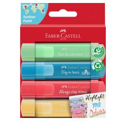 Evidenziatore Textliner 46 - colori assortiti pastel - Faber-Castell - astuccio 4 pezzi