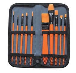 Pennello in sintetico - per acrilico - DOM - astuccio 10 pennelli assortiti