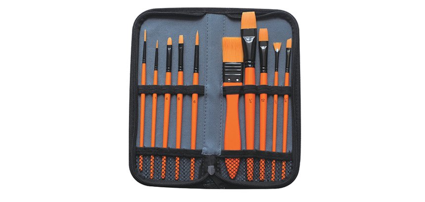Pennello in sintetico - per acrilico - DOM - astuccio 10 pennelli assortiti