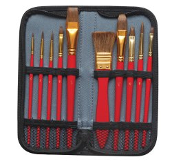 Pennello in pony - per acquerello - DOM - astuccio 10 pennelli assortiti