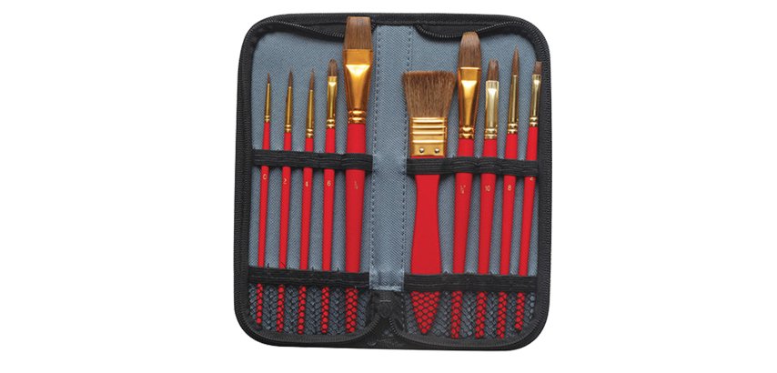 Pennello in pony - per acquerello - DOM - astuccio 10 pennelli assortiti
