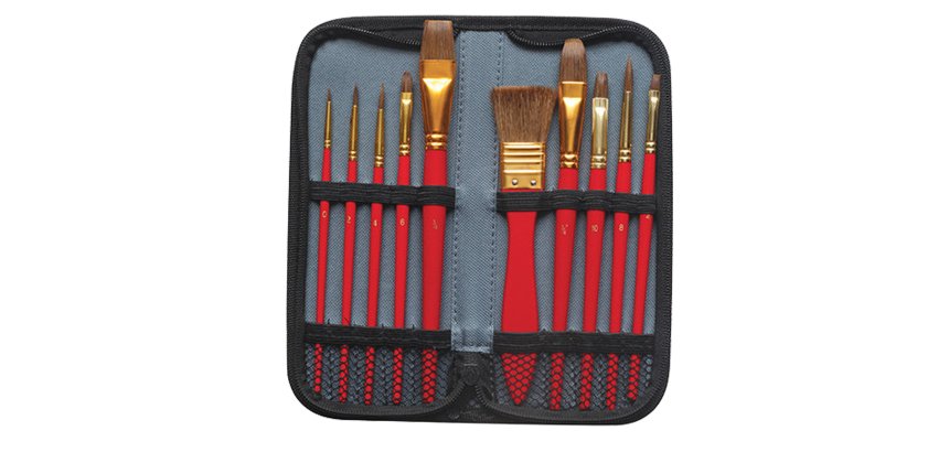 Pennello in pony - per acquerello - DOM - astuccio 10 pennelli assortiti