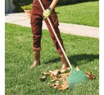 Scopa 25 denti - per erba e foglie - con manico in legno - 47 x 165 cm - Verdemax