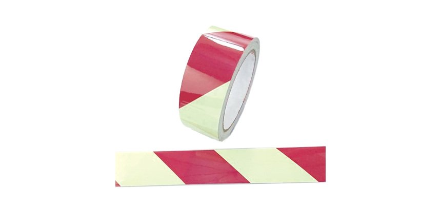 Nastro fotoluminescente adesivo - 4 cm x 10 m - giallo/strisce rosse