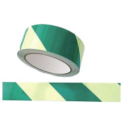 Nastro fotoluminescente adesivo - 4 cm x 10 m - giallo/strisce verdi