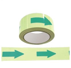Nastro fotoluminescente adesivo - 4 cm x 10 m - giallo/frecce verdi