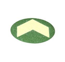 Bollo con freccia fotoluminescente adesiva - diametro 6 cm - giallo/verde