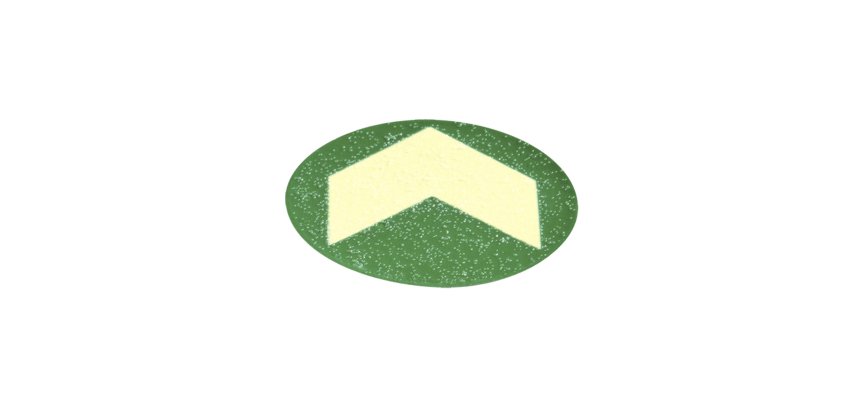 Bollo con freccia fotoluminescente adesiva - diametro 6 cm - giallo/verde