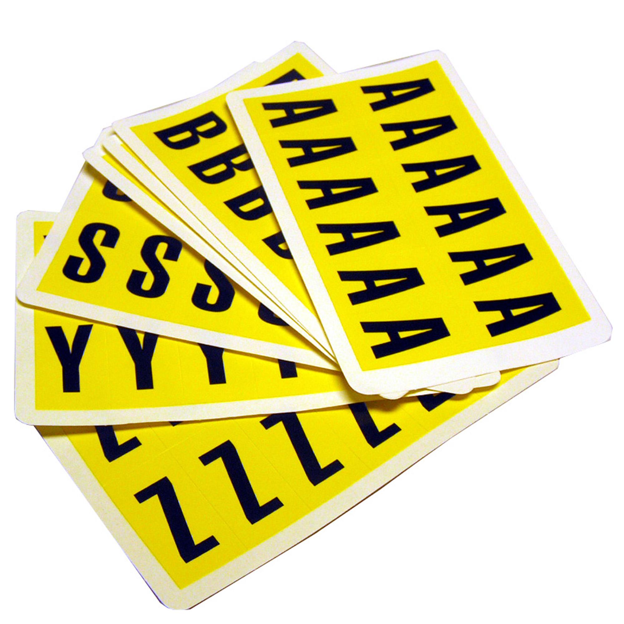 Lettere adesive da A a Z - 38 x 21 mm - 12 et/fg - 26 fogli - nero/giallo -  Beaverswood - conf. 312 etichette su