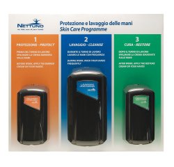 Pannello per protezione e lavaggio delle mani - con 3 dispenser - 67,4 x 60 x 1 cm - Nettuno