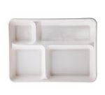 Vassoio biodegradabile - 4 scomparti - 37 x 27 x 3,6 cm - canna da zucchero - bianco - Signor Bio - conf. 40 pezzi