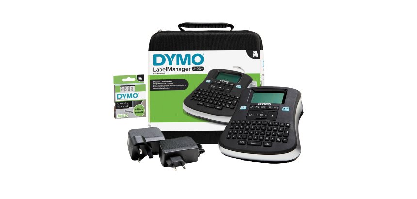 DYMO LabelManager 210D+ Handheld Label Maker Kit | QWERTY Keyboard | with 12mm Black on White D1 Labels & Carrying Case
