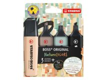 Evidenziatore Boss Original NatureColors - punta a scalpello - tratto 2 - 5 mm - colori assortiti - Stabilo - astuccio 4 pezzi