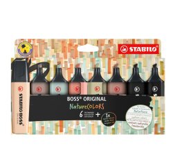 Evidenziatore Boss Original NatureColors - punta a scalpello - tratto 2 - 5 mm - colori assortiti - Stabilo - astuccio 8 pezzi