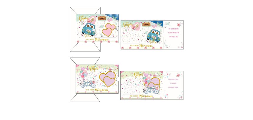 Biglietto auguri Matrimonio - 11,7 x 17 cm - 4 soggetti assortiti - Kartos