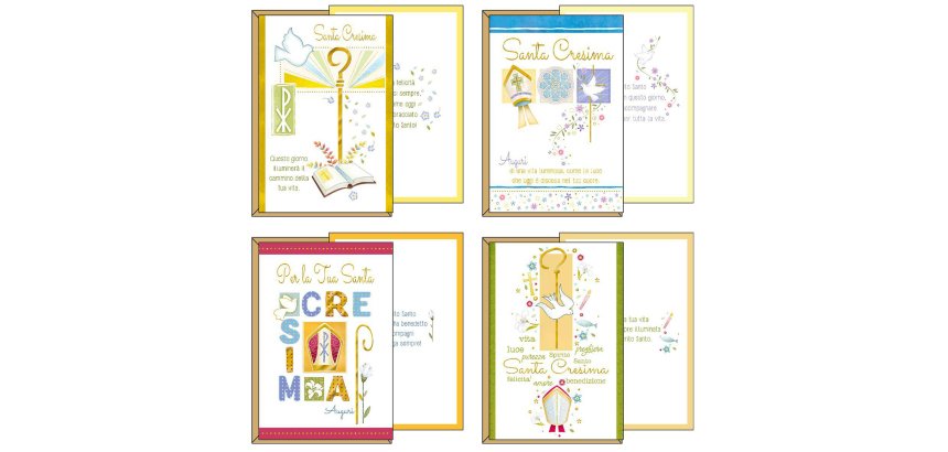 Biglietto auguri Cresima - 11,7 x 17 cm - 4 soggetti assortiti - Kartos