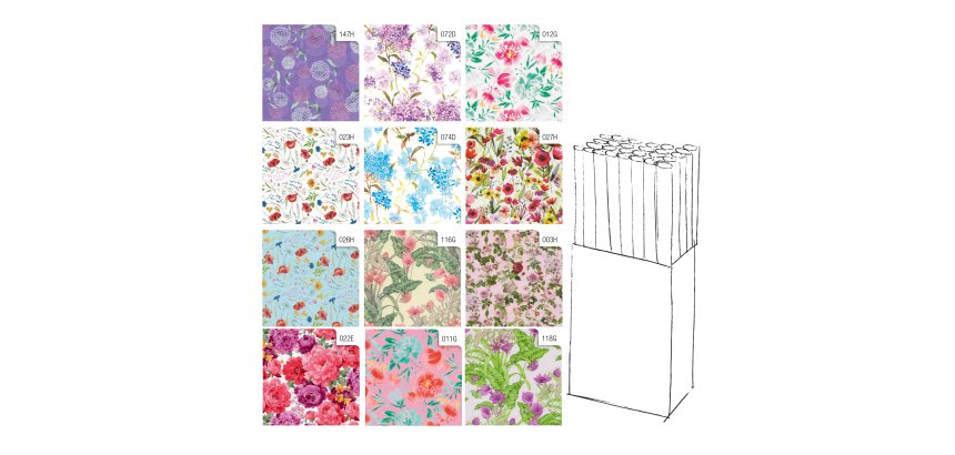 Rotolo carta regalo Fiori - 2 x 0,70 m - Rex Sadoch