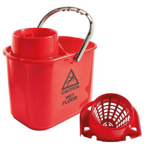 Secchio Polar - con strizzatore - 15 L - rosso -  30 x 27 x 37 cm - Perfetto