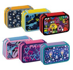 Astuccio 3 Zip Fantasy - 13 x 20 x7,5 cm - colori assortiti - Favorit