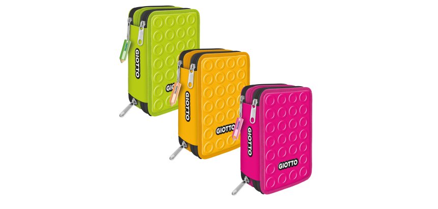 Astuccio 3 zip collezione Stilnovo - 19,5 x 7,5 x 12,9 cm - PL- colori neon assortiti - Giotto