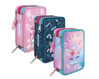 Astuccio 3 zip Candy collection - 19,5 x 7,5 x 12,9 cm - tessuto - fantasie assortite - Giotto