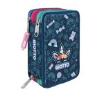 Astuccio 3 zip Candy collection - 19,5 x 7,5 x 12,9 cm - tessuto - fantasie assortite - Giotto