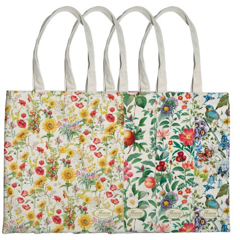 Shopper Nature Flowers - 42x38,5 cm - eco cotone - fantasie assortite - Pigna