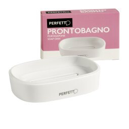 Portasapone Pronto Bagno - 12,5 x 8 x 2,5 cm - PPL - bianco - Perfetto