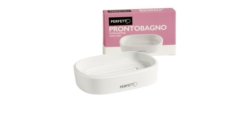 Portasapone Pronto Bagno - 12,5 x 8 x 2,5 cm - PPL - bianco - Perfetto