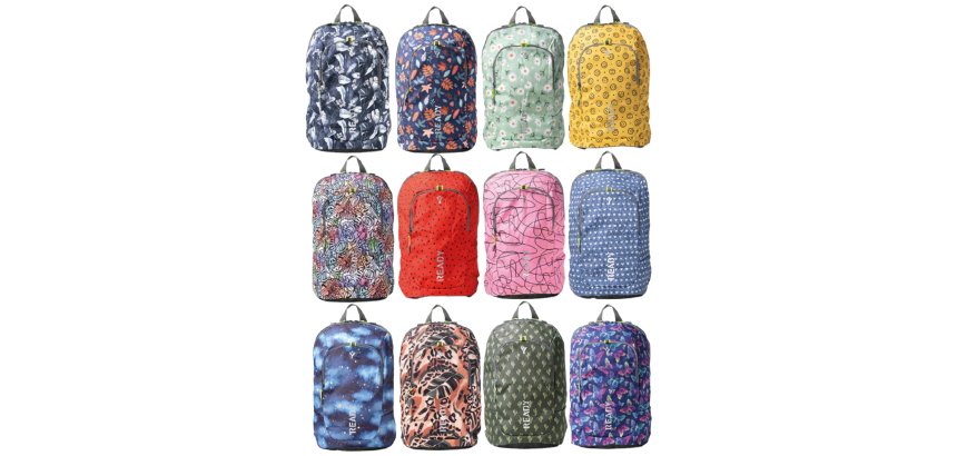 Zaino Ready - 28 x 44 x 15 cm - tela - fantasie assortite - In Tempo