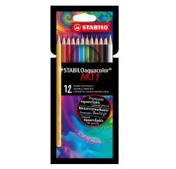 Pastello Arty Aquacolor - colori assortiti - Stabilo - astuccio 12 pezzi