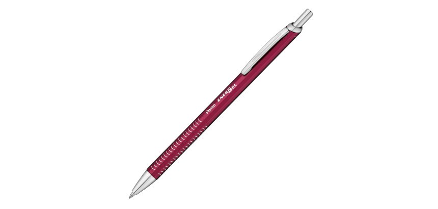 Penna roller EnerGel Metal Slim - punta 0,7 mm - fusto rosso - Pentel