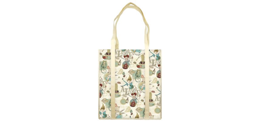 Shopper con manici - fantasia Alice - 35 x 40 x 8 cm - carta lavabile 100 gr - Kartos