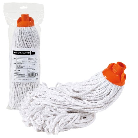 Mop industriale Falcon - a frange - 300 gr - cotone rigenerato - bianco - In Factory